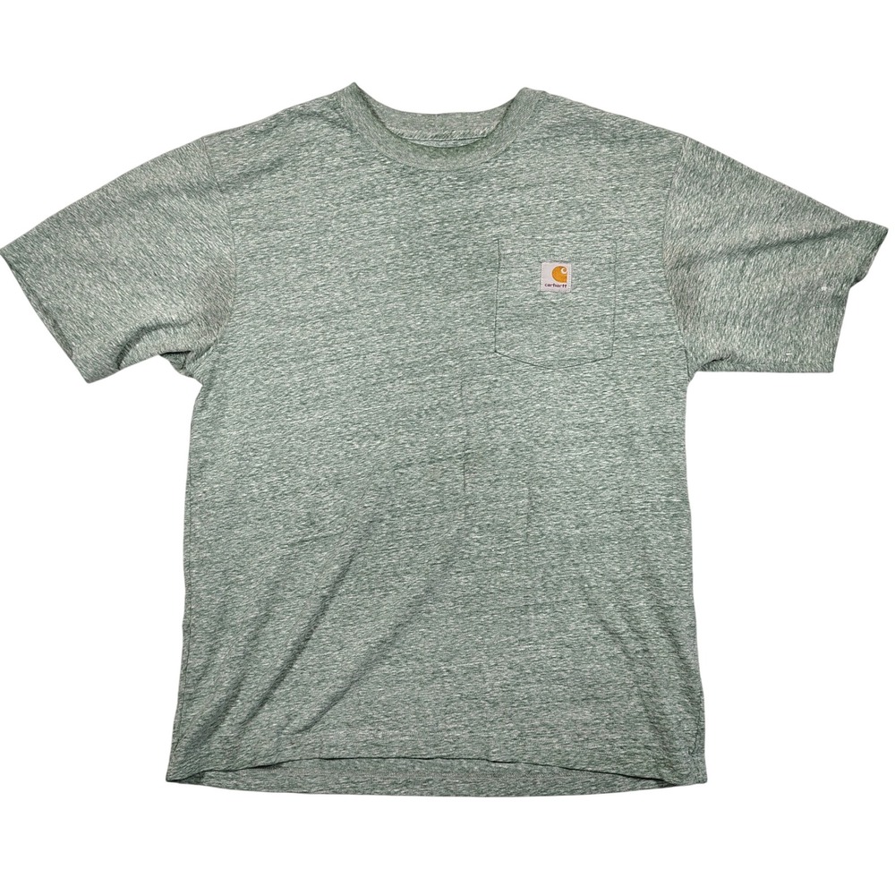 Carhartt T-Shirt Mens M Green Pocket Original Fit Heathered Cotton Blend K87